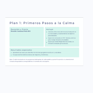 primeros pasos a la calma